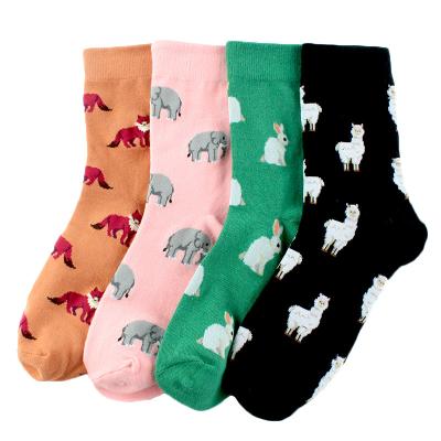 China Funny QUICK DRY Fox Rabbit Elephant Sheep Animal Socks Crew Pattern Women OEM Cotton Socks For Women for sale