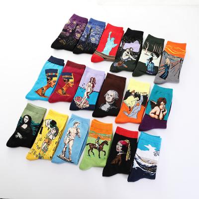 China QUICK DRY Style Van Gogh Famous Painting Socks Mona Lisa da Vinci Funny Socks Vintage 3d Art Socks Men Cotton Harajuku wholesale for sale