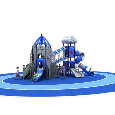 China Kids Playing Slide Amusement Playground Slide Rocket Outdoor Play Ground Blue Outdoor Swing And Playground for sale