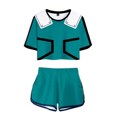 China Anime Short Sleeve Halloween Cosplay My Hero Academia Sets Two Piece Sports Suit Women Sexy Shorts And T Shirt Boku No Anime Demon My Hero AC for sale