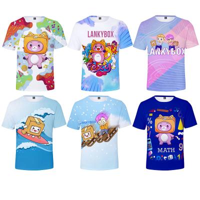 China Lankybox YouTube Breathable Hot Cartoon Kids Short Sleeve T-shirt Boys Girls Unisex Anime Tops T-shirt Teenagers Gift For Kids Hallowee for sale