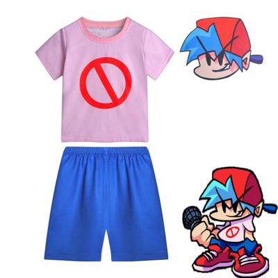 China Friday Night Casual Funkin Game Anime Figure FB Friend Kids Clothes Cotton T-shirt + Shorts Set Cosplay Soft Streetwear Suit for sale