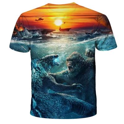 China Godzilla Boy T-shirts Casual Kids QUICK DRY Short Sleeve Simple Custom Logo Printing 100 Cotton Kids Cartoon for sale