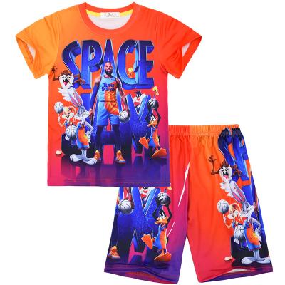 China Breathable Boy T-shirts Kids Short Sleeve Space Jam Cartoon Printing Soft 100 Cotton Children's Casual Cartoon Quantity Gift White for sale