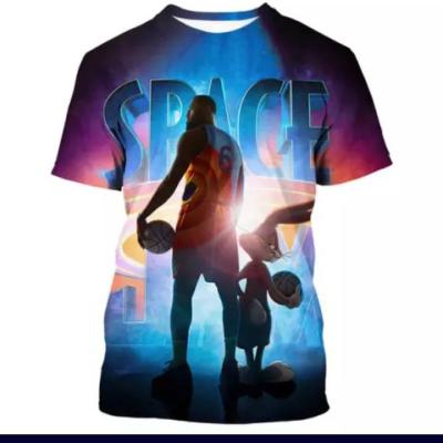 China 2021 New Breathable Summer Boys Space Jam Cartoon T-shirts Children Clothing Striped Classic Kids Top Quantity for sale