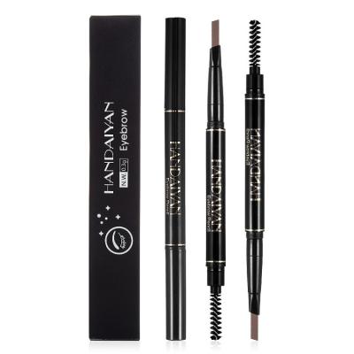 China HANDAIYAN Wholesale Waterproof Makeup Brown Triangle Double Head Automatic Eyebrow Pencil With Brush for sale