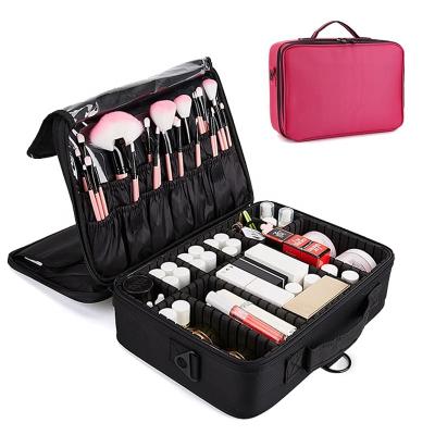 China Fashion Woman Travel Makeup Cosmetic Bag MT9005M Black Pink Pull Rod Set Waterproof Oxford Cloth for sale