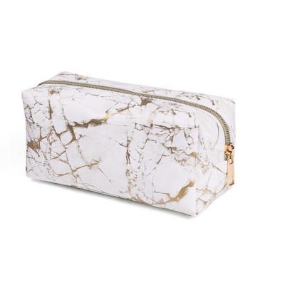 China Wholesale Lady Fashion Young Girl Makeup Bag Women PU Leather Marble Printings Cosmetic Bag for sale