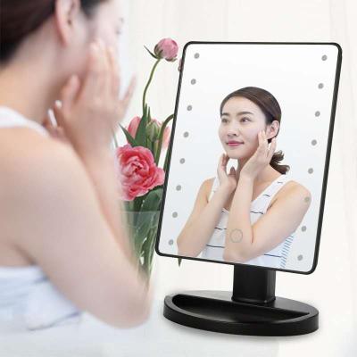 China 360 Rotation LED Lighted Portable Cosmetic Mirror , Vanity Lighted LED Desktop Makeup Mirror for sale