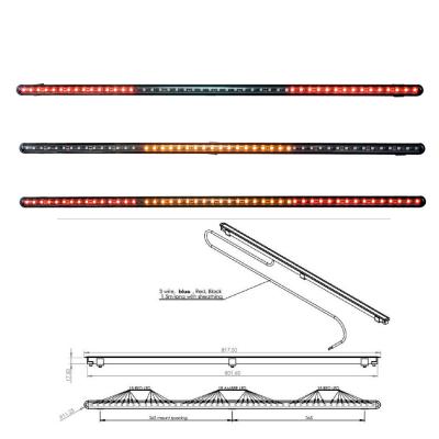 China 24W Led Lights Strips Red/Amber Indicator Light Strip Truck Trailer Stop Tail Turns Light Guide Work Led Strip FK-1048 for sale