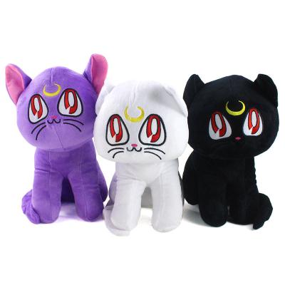 China Sailor Moon Animal Black Cat Toy Doll Plush Toy Stuffed Animal 28cm White Purple for sale