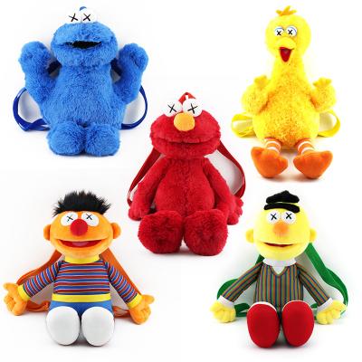 China 2021 Sesame Street High Quality Custom Plush New Arrival Soft Plush Elmo Cookie Monster Stuffed Toys Soft Backpack For Kids for sale