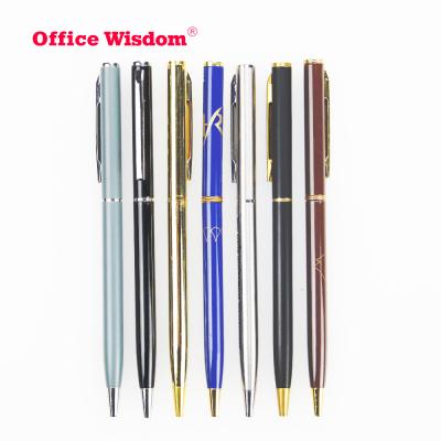 China Metal Promotional Pen Twist Pen 7 Color Blue Ink Slim Signature Ballpoint Pen for sale