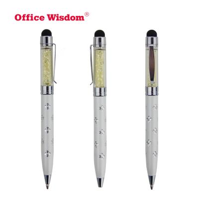 China Promotional pen 117*10mm mini Crystal Diamond Stylus slim for small Capacitive touch screen use flowers touch engraving pen for sale