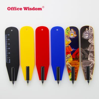 China Promotional Pen Custom Made Color Printing Logo Double Sided Large Size Printing Small Price Marker Plastic Flat Ball Pen for sale