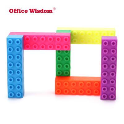 China Daily High Quality Creative Children Shape Block Pen Square Highlighter Building Blocks Low Price Educational Stationery Toys for sale