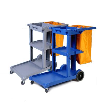 China Hotel Multifunctional Plastic Hospital Cart Doorman Cart Household Cleaning Service Trolley General Cleaning Trolley for sale