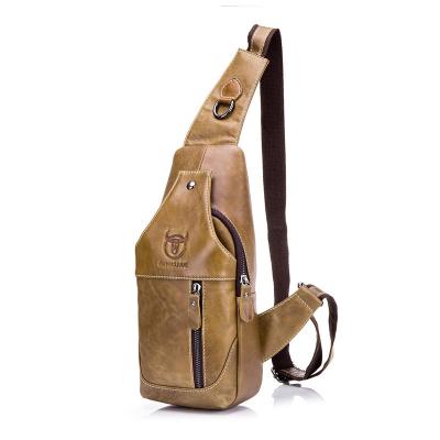 China Portable Messenger Bag For Men Shoulder Bag Leather Backpack With Outdoor Earphone Hole Trunk Bag For Phone for sale