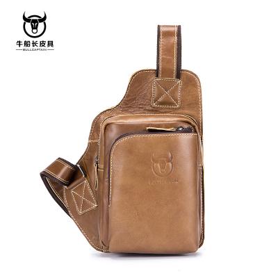 China Portable Shoulder Chest Bag Scare First Version Leather Men's Fashion Leather Casual Shoulder Chest Bag for sale