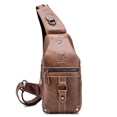 China Retro Portable Men's Messenger Bags Men's Leather Open Chest Bag Shatter-Resistant Leather Bag for sale