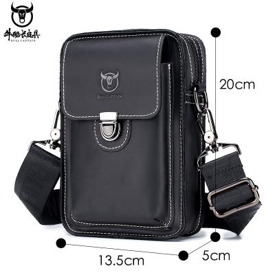 China Lightweight Messenger Phone Bag Men's Casual Wear Anti-theft Multifunctional Leather Shoulder Waist Belt Bag for sale