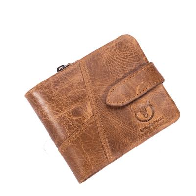 China RFID Fast Delivery Brown/Coffee Men Leather Short Wallet For Card/Coin/Photo for sale