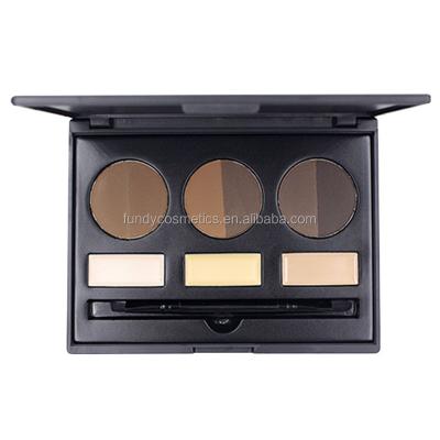 China Private Label Waterproof Easy To Color Eyebrow Kit Eyebrow Powder Gel Palette With Brush for sale