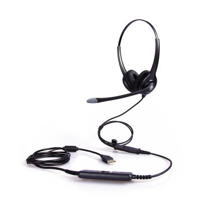 China Telephone Operator Call Center Computer USB Binaural Headset with Plantronics QD Connector for Call Center or Remote Work for sale