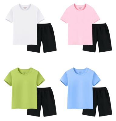 China Pure Skin Friendly Breathable Fabric Children Health Suit Kids Moto Color Short Sleeve Shorts for sale