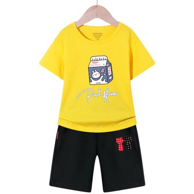 China Summer Sports Short Sleeve T-shirt Children's Comfortable And Breathable Sports And Shorts Kids Clothing Set for sale