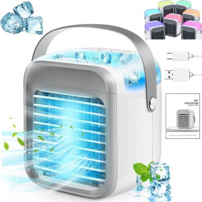 China Water Cool Desktop Fan 2023 Rechargeable Air Cooler, Mini Portable Personal Conditioner, 3 Speed ​​Mode LED Evaporative Cooler for sale