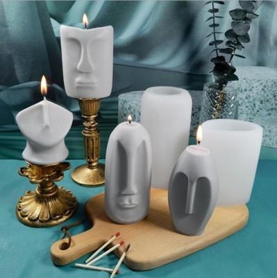 China DIY Disposable Handmade Soap Silicone Candle Making Mold Human Face Silicon Casting Candle Molds for sale