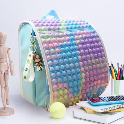 China Wholesale Silicone Rainbow Stress Reliever Busy Person Bag Student Book School Bag Backpack for sale