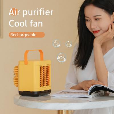 China Top-ranking Air Purifier Products Add Ice Water Spray Humidify Ion Air Purifier Desktop Cooling Negative Mini Air Cooler Fan Cute for sale