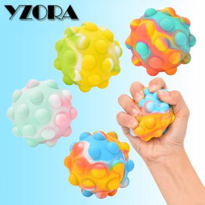 China Hot Selling 3D Sensory Toy Effort Jumping Colorful Ball For Kids Anti Strain Silicone Push Bubble Effort Sensory Toy for sale