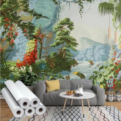 China self adhesive wall sticker non toxic wall covering polyester fabric roll for giclee digital printing for sale