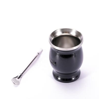 China New Arrival Viable Hot Sale Yerba Mate Cup Stainless Steel Gourd Wine Tea Cup with Straw and Brush for sale