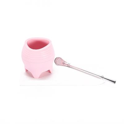 China Viable silicone and straw 8oz 230ml bombilla tea cup mate yerba mate tea cup for sale