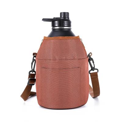 China 64oz Stainless Steel Water Bottle Carrier Bag Waterproof Eco Friendly Sleeve With Shoulder Strap for sale