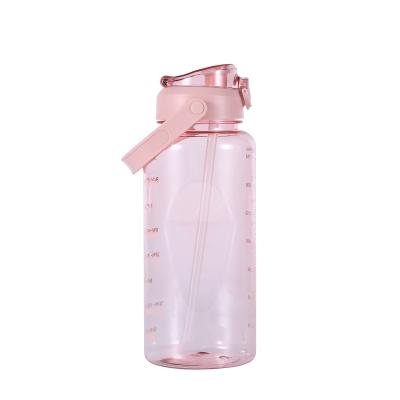 China Viable Time Plastic Motivational Marker Bottles Gym Bottled Water With Straws for sale