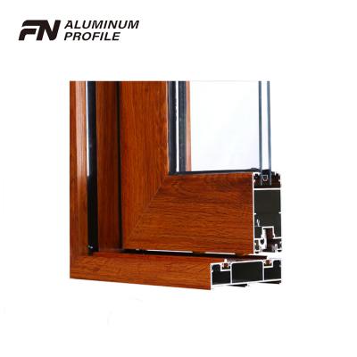 China Sliding Wood Grain Aluminum Glass Frame For Sliding Wardrobe Door Window With 1mm Thickness Wood Grain Aluminum Sliding Window Track for sale