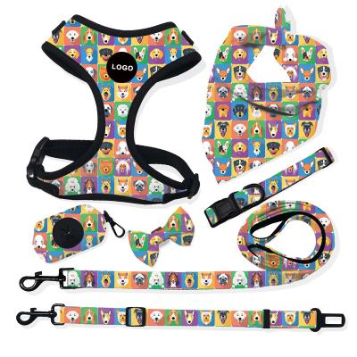 China Small Medium Large Dogs Harness Durable Neoprene Vest Dog Makers Harness Set Adjustable Pet Leash And Harness Set for sale