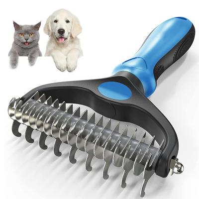 China Stored Pet Brush Dog Cat Comb 2 Grooming Deshedding Sides Remove Furry Hair Pet Comb Brush for Dogs Cats for sale