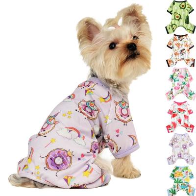 China Viable Small Dog Fashion Clothes Summer Printed Pet Pajamas Custom Logo Soft Dog Clothes Jumpsuit for sale