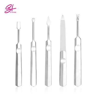 China Art Tool High Quality Stainless Steel Nail Folder Polish Double Sided Rubbing Finger Nail Dead Skin Nail Push for sale