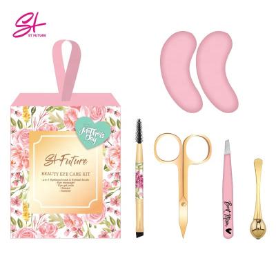 China Mother's Day Gift Set St Future Mother's Day Gift Eyelash Brush Makeup Scissors Gold Eye Massager Eye Gel Pads Eye Care Tool Kit beauty for sale