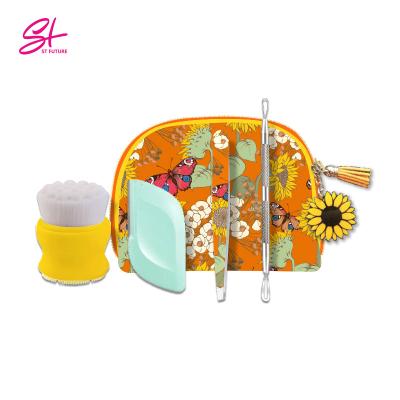 China Sunflower Series St The Future Unique Design Gift Set With Silicone Brush Hair Remover Tweezers Blackhead Cleaning Remover And PVC Bag And Card for sale