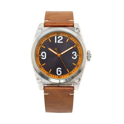 China Automatic Alarm Sport Watch Genuine Leather Military Wristwatches Men for sale