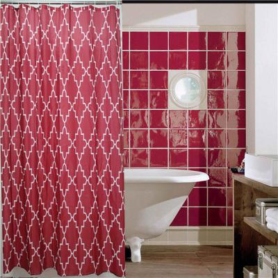 China Custom Made Bathroom Set Waterproof Crochet Fabric Custom Printed Shower Curtain for sale