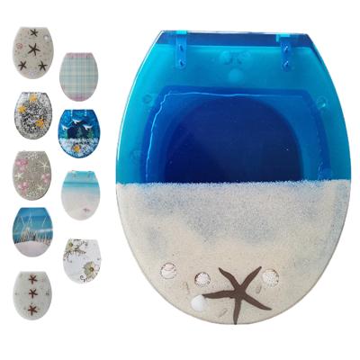 China 2020 Slow-end Toilet Seats Custom Printed Polyresin Toilet Seat Quick Release Resin Toilet Seats Wholesale Soft Narrow for sale